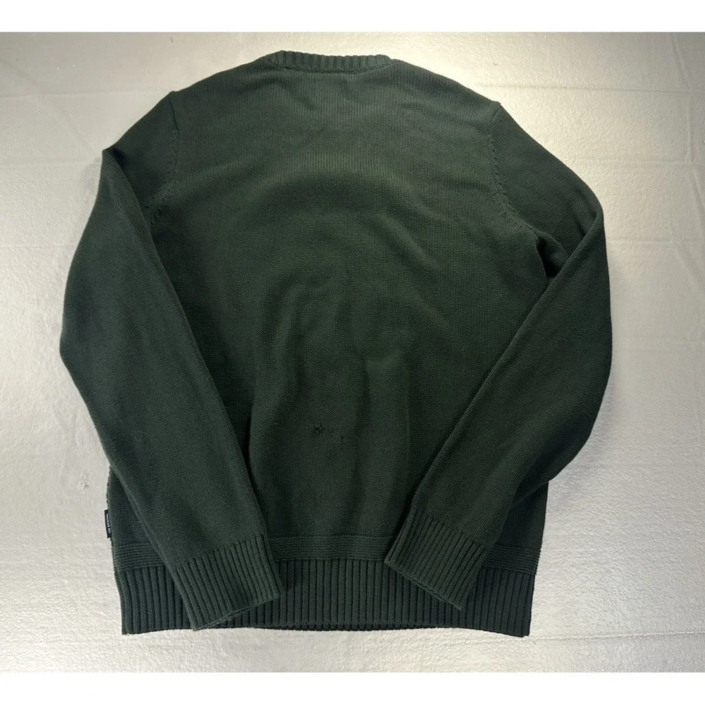 Ben Sherman Sweater‎ Men Medium Green Cable-Knit Long Sleeve Sweatshirt Pullover
